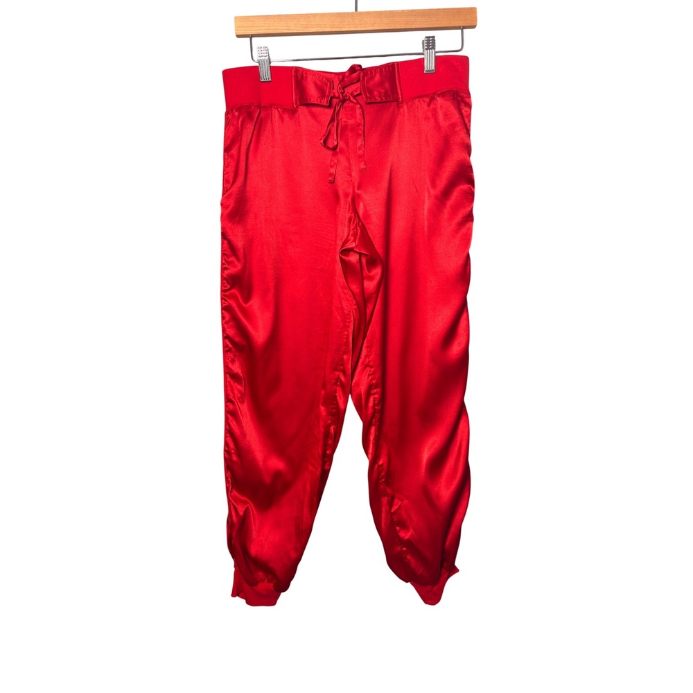 Victoria's Secret Jogger Pants S Red Satin Bow Glamour Romantic Holiday Glam